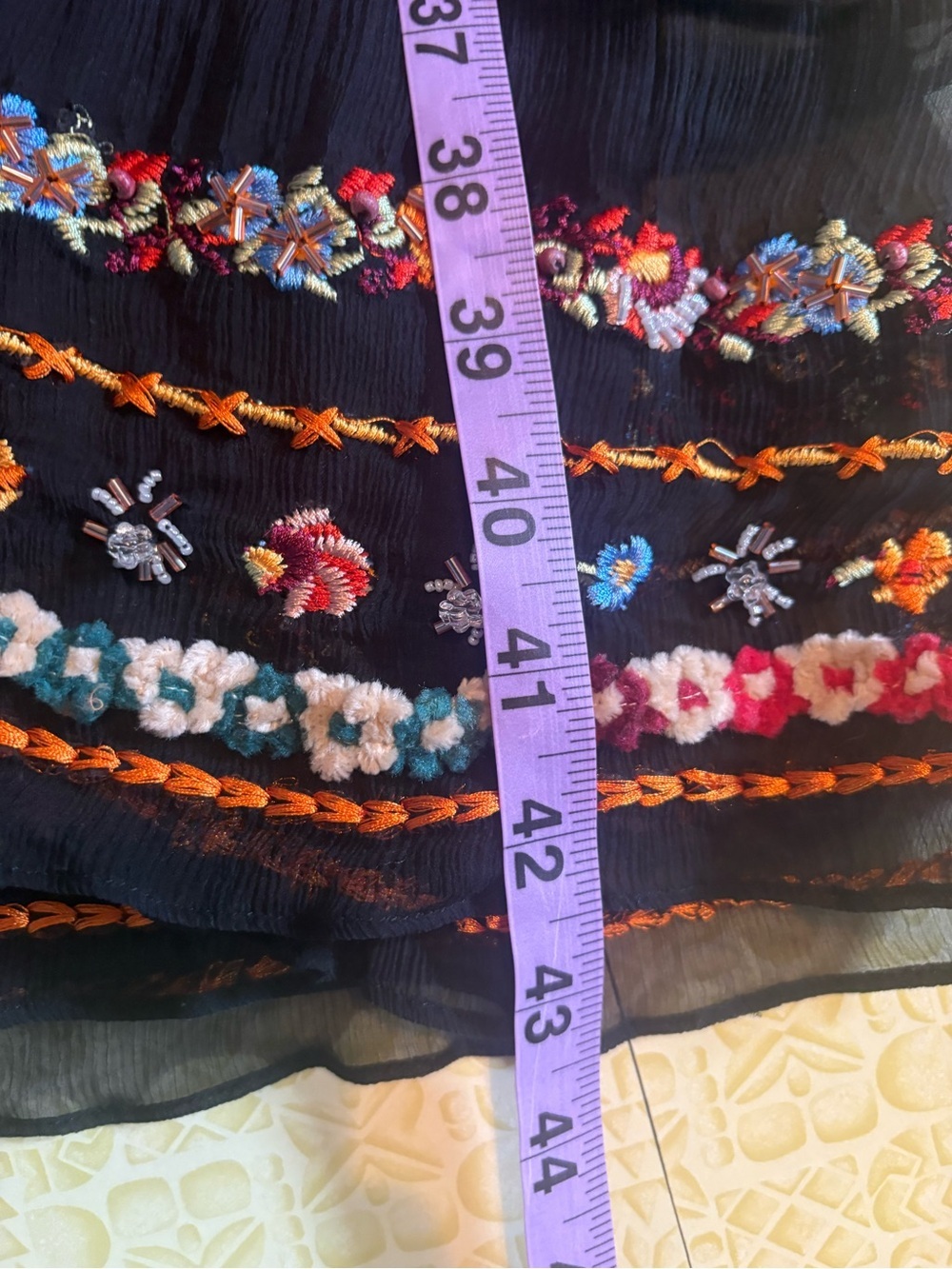 Vintage Black Floral-Trim Spaghetti Strap Dress - Picture 9 of 9